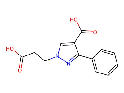 1-(2-Carboxyethyl)-3-phenylpyrazole-4-carboxylic acid structure