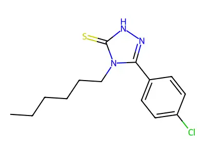 5-(4-chlorophenyl)-4-hexyl-4H-1,2,4-triazole-3-thiol structure