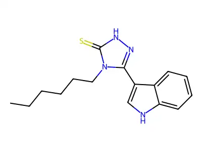 4-hexyl-5-(1H-indol-3-yl)-4H-1,2,4-triazole-3-thiol structure