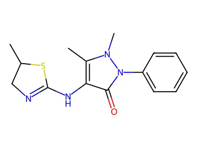 1,5-dimethyl-4-[(5-methyl-4,5-dihydro-1,3-thiazol-2-yl)amino]-2-phenyl-2,3-dihydro-1H-pyrazol-3-one structure