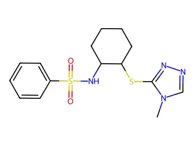 N-{2-[(4-methyl-4H-1,2,4-triazol-3-yl)sulfanyl]cyclohexyl}benzenesulfonamide structure