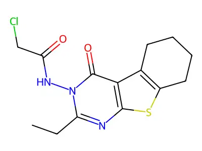 2-chloro-N-(2-ethyl-4-oxo-5,6,7,8-tetrahydro-[1]benzothiolo[2,3-d]pyrimidin-3-yl)acetamide structure