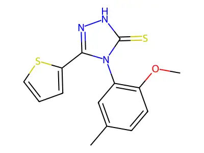 4-(2-methoxy-5-methylphenyl)-5-(thiophen-2-yl)-4H-1,2,4-triazole-3-thiol structure