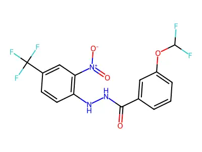 3-(difluoromethoxy)-N'-[2-nitro-4-(trifluoromethyl)phenyl]benzohydrazide structure