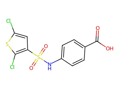 4-(2,5-Dichlorothiophene-3-sulfonamido)benzoic acid structure