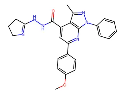 6-(4-Methoxyphenyl)-3-methyl-1-phenyl-1H-pyrazolo[3,4-b]pyridine-4-carboxylic acid 2-(3,4-dihydro-2H-pyrrol-5-yl)hydrazide structure