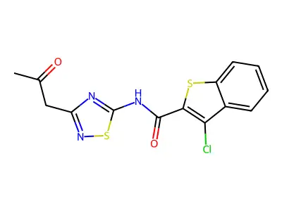 3-chloro-N-[3-(2-oxopropyl)-1,2,4-thiadiazol-5-yl]-1-benzothiophene-2-carboxamide structure