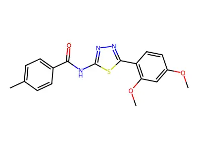 N-[5-(2,4-dimethoxyphenyl)-1,3,4-thiadiazol-2-yl]-4-methylbenzamide structure