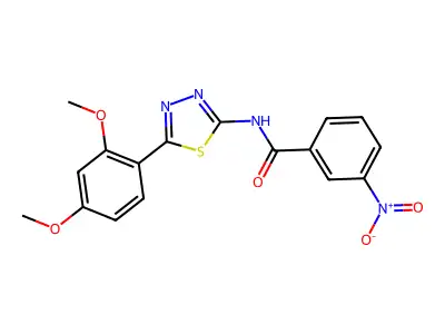 N-[5-(2,4-dimethoxyphenyl)-1,3,4-thiadiazol-2-yl]-3-nitrobenzamide structure
