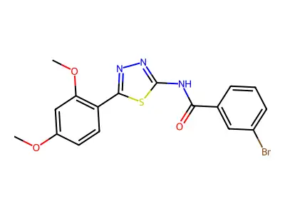 3-bromo-N-[5-(2,4-dimethoxyphenyl)-1,3,4-thiadiazol-2-yl]benzamide structure