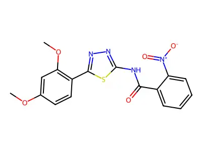 N-[5-(2,4-dimethoxyphenyl)-1,3,4-thiadiazol-2-yl]-2-nitrobenzamide structure