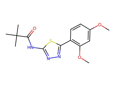 N-[5-(2,4-dimethoxyphenyl)-1,3,4-thiadiazol-2-yl]-2,2-dimethylpropanamide structure