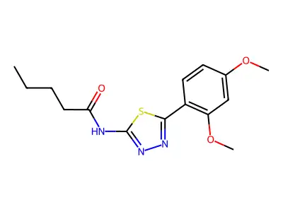 N-[5-(2,4-dimethoxyphenyl)-1,3,4-thiadiazol-2-yl]pentanamide structure
