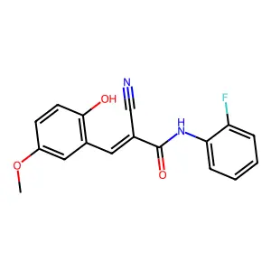 (2E)-2-cyano-N-(2-fluorophenyl)-3-(2-hydroxy-5-methoxyphenyl)prop-2-enamide structure