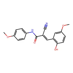 (2E)-2-cyano-3-(2-hydroxy-5-methoxyphenyl)-N-(4-methoxyphenyl)prop-2-enamide structure