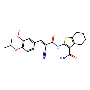 (E)-2-(2-cyano-3-(4-isopropoxy-3-methoxyphenyl)acrylamido)-4,5,6,7-tetrahydrobenzo[b]thiophene-3-carboxamide structure