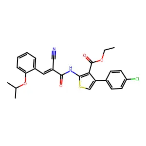 ethyl 2-{(2E)-2-cyano-3-[2-(methylethoxy)phenyl]prop-2-enoylamino}-4-(4-chloro phenyl)thiophene-3-carboxylate structure