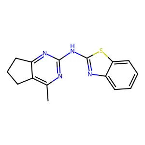 N-(4-methyl-6,7-dihydro-5H-cyclopenta[d]pyrimidin-2-yl)-1,3-benzothiazol-2-amine structure