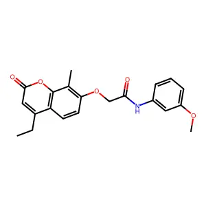2-[(4-ethyl-8-methyl-2-oxo-2H-chromen-7-yl)oxy]-N-(3-methoxyphenyl)acetamide structure