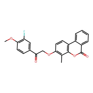 3-[2-(3-fluoro-4-methoxyphenyl)-2-oxoethoxy]-4-methyl-6H-benzo[c]chromen-6-one structure