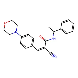 2-cyano-3-(4-morpholin-4-ylphenyl)-N-(1-phenylethyl)prop-2-enamide structure