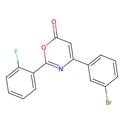 4-(3-bromophenyl)-2-(2-fluorophenyl)-6H-1,3-oxazin-6-one structure