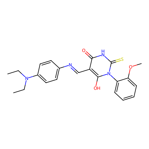 (5E)-5-({[4-(diethylamino)phenyl]amino}methylidene)-1-(2-methoxyphenyl)-2-sulfanylpyrimidine-4,6(1H,5H)-dione structure