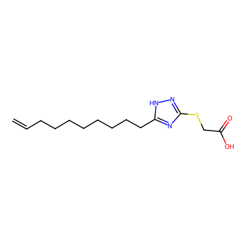 2-[(5-dec-9-enyl-1H-1,2,4-triazol-3-yl)sulfanyl]acetic acid structure