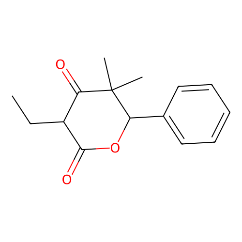 3-Ethyl-5,5-dimethyl-6-phenyldihydro-2H-pyran-2,4(3H)-dione structure