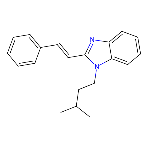 (E)-1-isopentyl-2-styryl-1H-benzo[d]imidazole structure