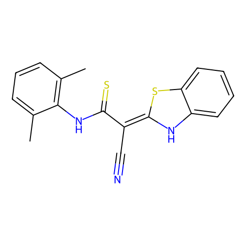 2-Benzothiazol-2-yl-3-(2,6-dimethyl-phenylamino)-3-mercapto-acrylonitrile structure
