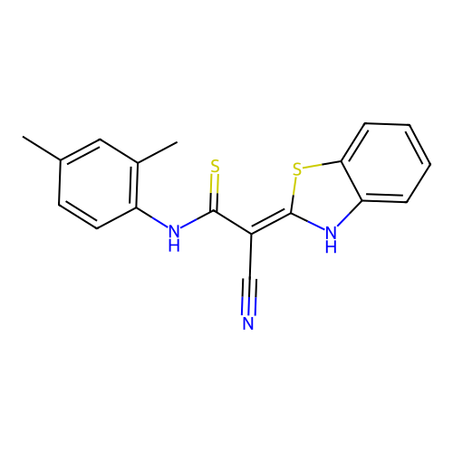 2-Benzothiazol-2-yl-3-(2,4-dimethyl-phenylamino)-3-mercapto-acrylonitrile structure