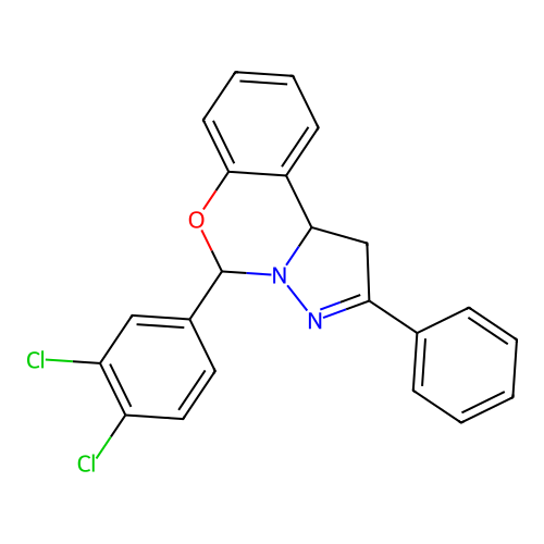 5-(3,4-Dichlorophenyl)-2-phenyl-1,10b-dihydropyrazolo[1,5-c][1,3]benzoxazine structure