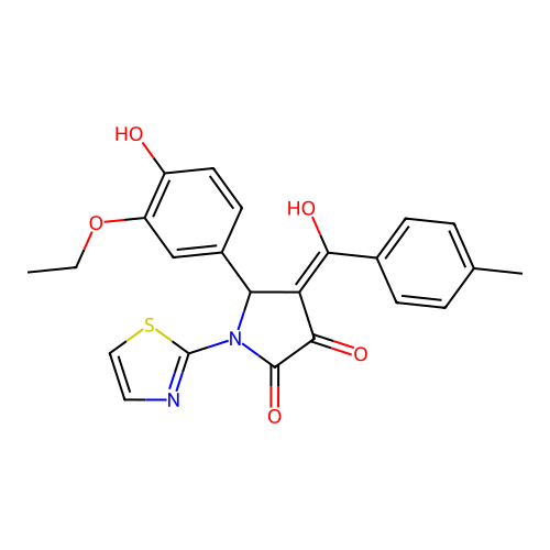 5-(3-ethoxy-4-hydroxyphenyl)-3-hydroxy-4-(4-methylbenzoyl)-1-(1,3-thiazol-2-yl)-2,5-dihydro-1H-pyrrol-2-one structure