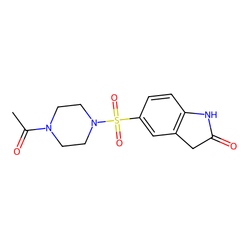 5-[(4-acetylpiperazin-1-yl)sulfonyl]-2,3-dihydro-1H-indol-2-one structure