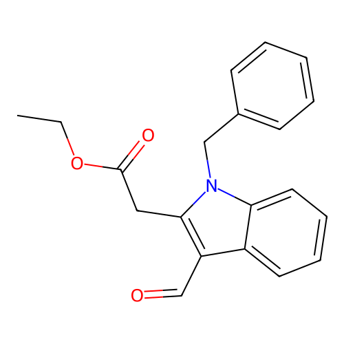 ethyl (1-benzyl-3-formyl-1H-indol-2-yl)acetate structure