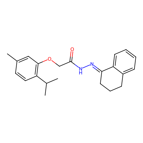 N'-[(1E)-3,4-dihydronaphthalen-1(2H)-ylidene]-2-[5-methyl-2-(propan-2-yl)phenoxy]acetohydrazide structure