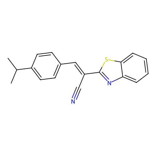 (2E)-2-(1,3-benzothiazol-2-yl)-3-[4-(propan-2-yl)phenyl]prop-2-enenitrile structure