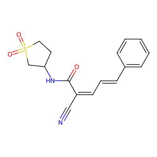 2-cyano-N-(1,1-dioxo-1lambda6-thiolan-3-yl)-5-phenylpenta-2,4-dienamide structure