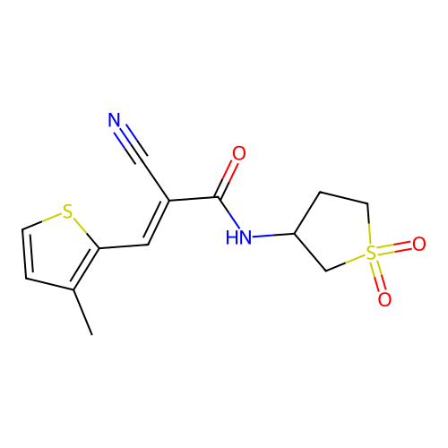 2-Cyano-N-(1,1-dioxidotetrahydro-3-thienyl)-3-(3-methyl-2-thienyl)acrylamide structure