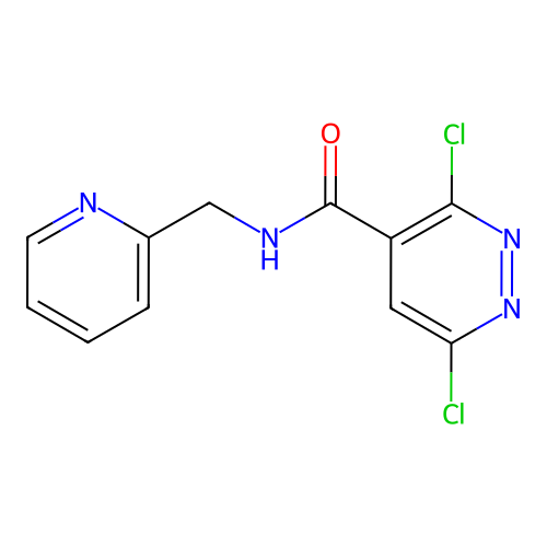 3,6-dichloro-N-(pyridin-2-ylmethyl)pyridazine-4-carboxamide structure