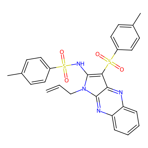 N-(1-allyl-3-tosyl-1H-pyrrolo[2,3-b]quinoxalin-2-yl)-4-methylbenzenesulfonamide structure