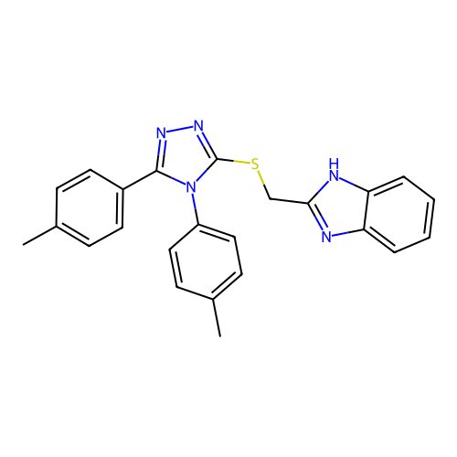2-({[4,5-bis(4-methylphenyl)-4H-1,2,4-triazol-3-yl]sulfanyl}methyl)-1H-benzimidazole structure