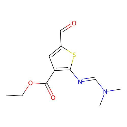 Ethyl 2-[(E)-dimethylaminomethylideneamino]-5-formylthiophene-3-carboxylate structure