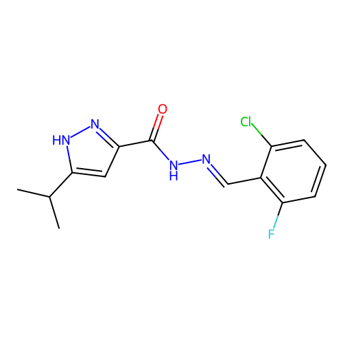 N'-(2-Chloro-6-fluorobenzylidene)-3-isopropyl-1H-pyrazole-5-carbohydrazide structure