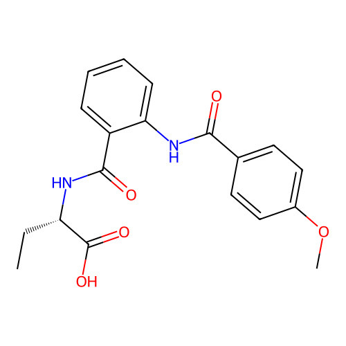 (S)-2-(2-(4-methoxybenzamido)benzamido)butanoic acid structure