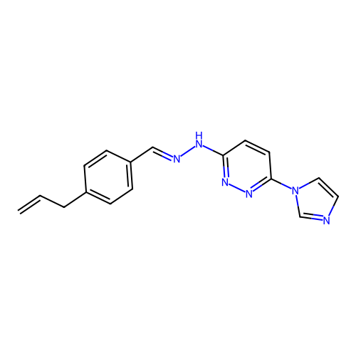 (E)-3-(2-(4-allylbenzylidene)hydrazinyl)-6-(1H-imidazol-1-yl)pyridazine structure