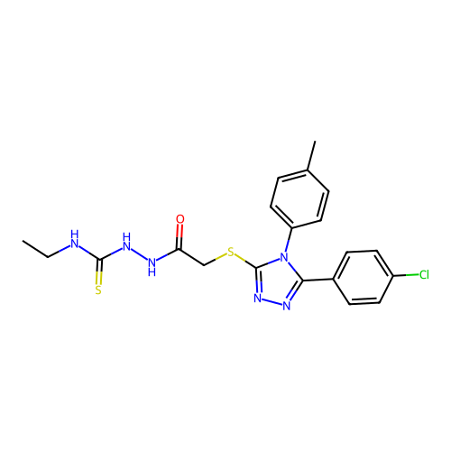 1-[[2-[[5-(4-chlorophenyl)-4-(4-methylphenyl)-1,2,4-triazol-3-yl]sulfanyl]acetyl]amino]-3-ethylthiourea structure
