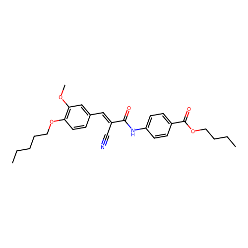 butyl 4-[[(E)-2-cyano-3-(3-methoxy-4-pentoxyphenyl)prop-2-enoyl]amino]benzoate structure