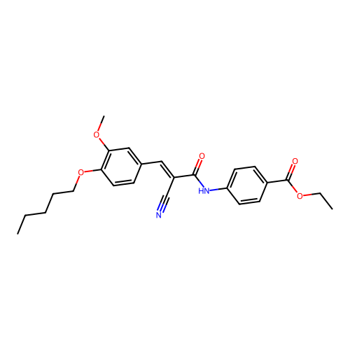 ethyl 4-[[(E)-2-cyano-3-(3-methoxy-4-pentoxyphenyl)prop-2-enoyl]amino]benzoate structure